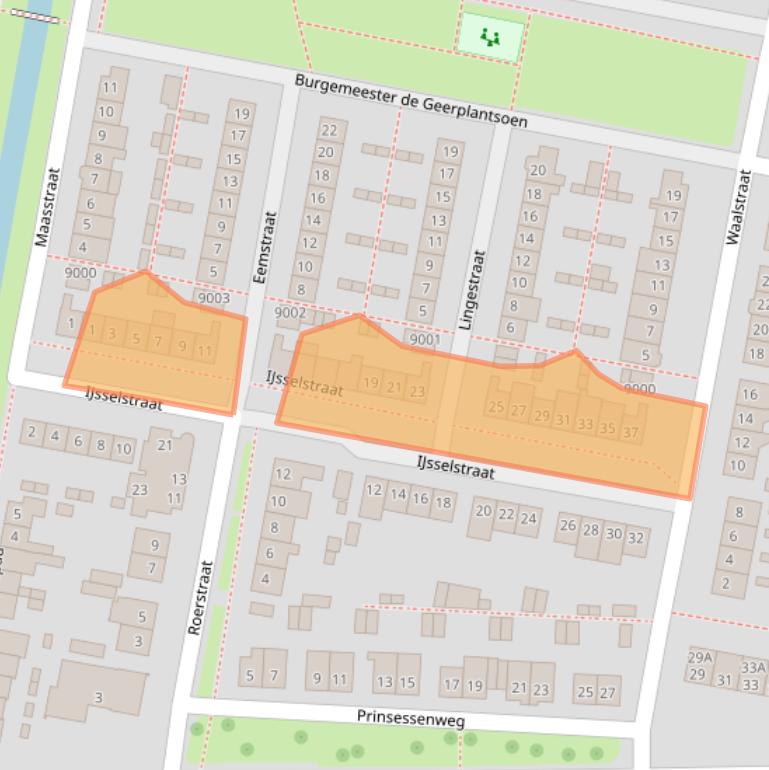 Kaart van postcodegebied 3433BE.