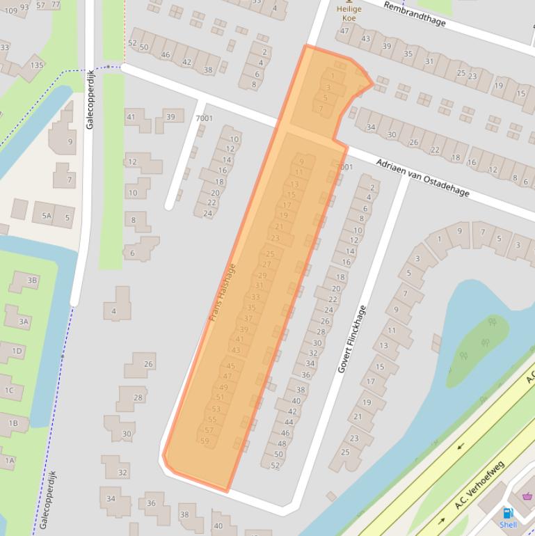 Kaart van postcodegebied 3438JE.