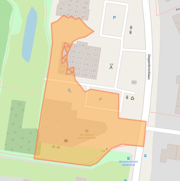 Kaart van postcodegebied 3438XX.