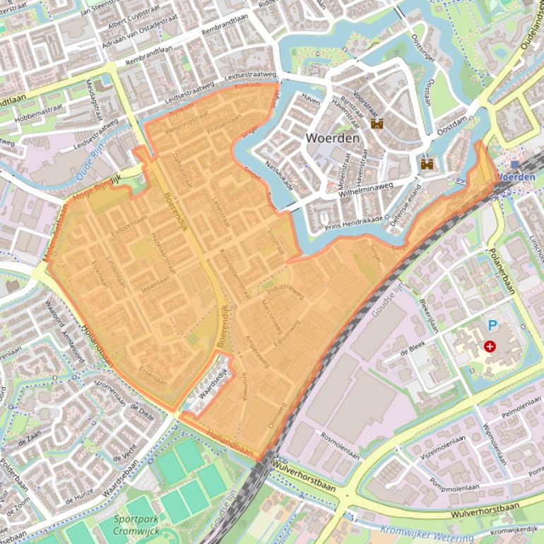 Kaart van postcodegebied 3442.