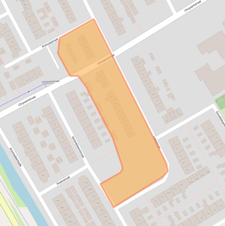 Kaart van postcodegebied 3442BG.