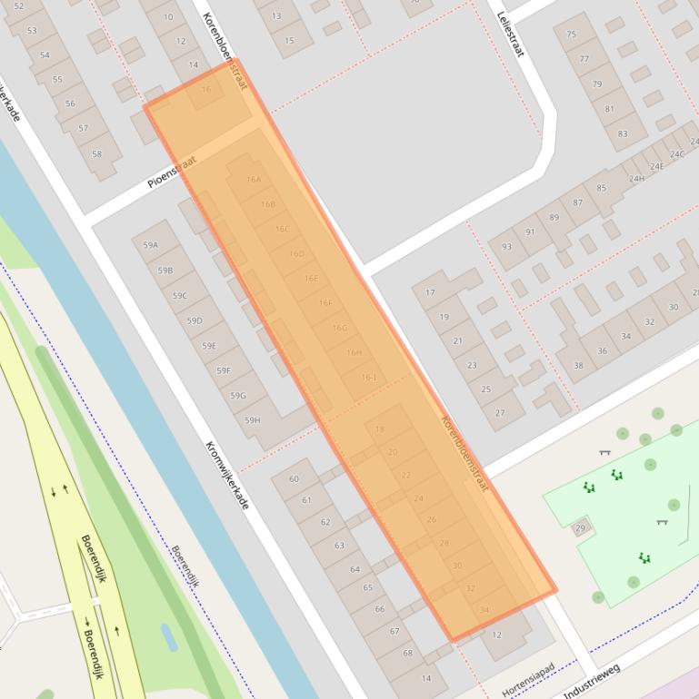 Kaart van postcodegebied 3442XC.