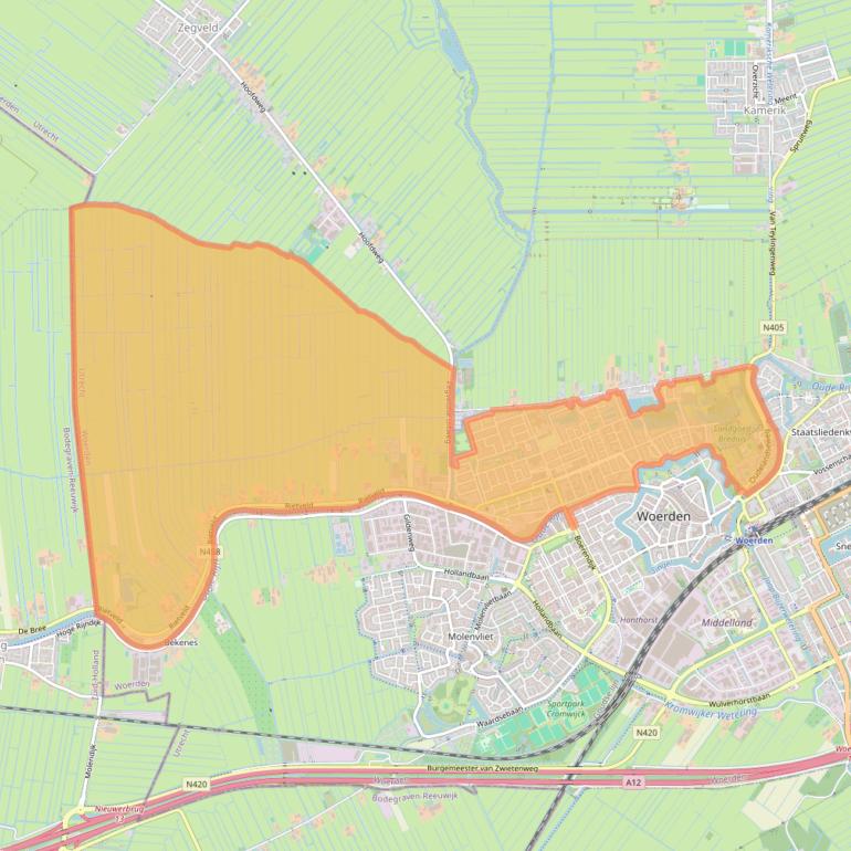 Kaart van postcodegebied 3443.