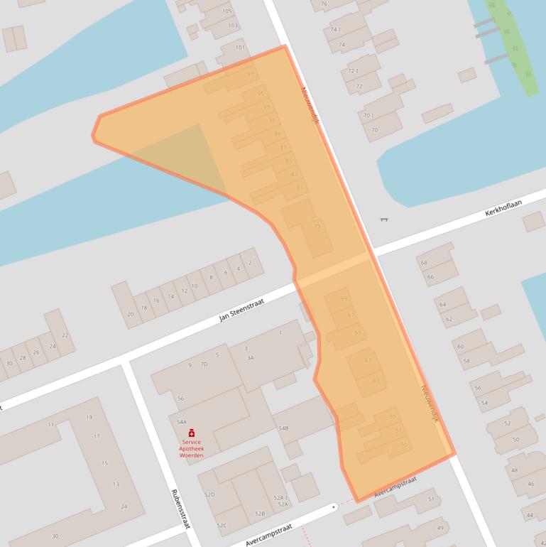 Kaart van postcodegebied 3443BJ.