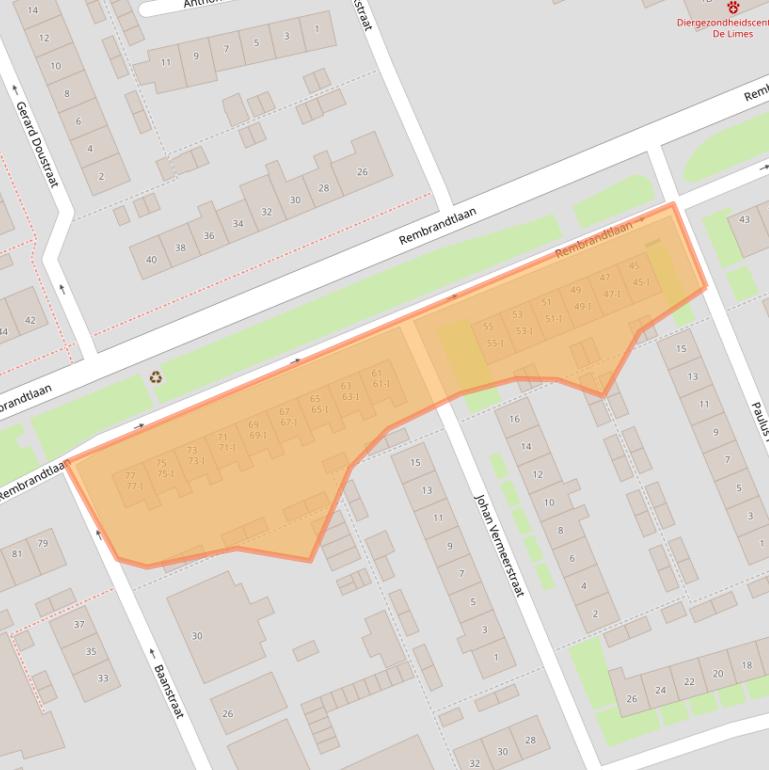 Kaart van postcodegebied 3443EC.