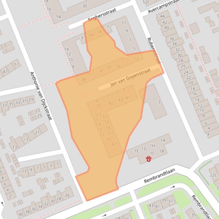 Kaart van postcodegebied 3443GH.