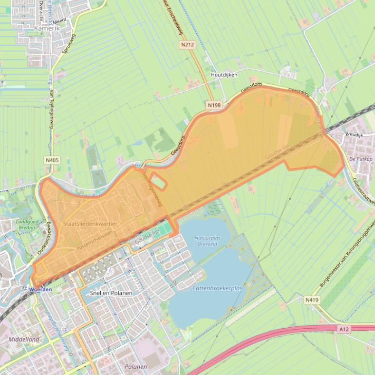 Kaart van postcodegebied 3445.
