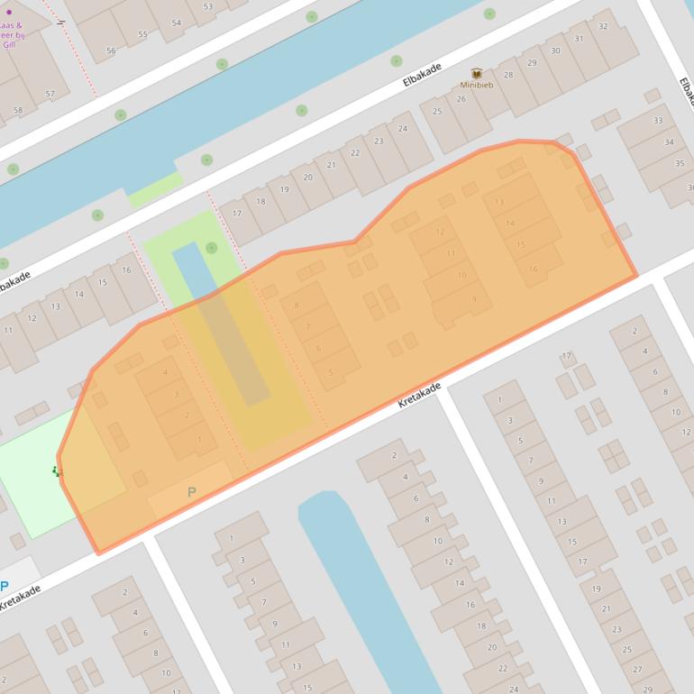 Kaart van postcodegebied 3446BA.