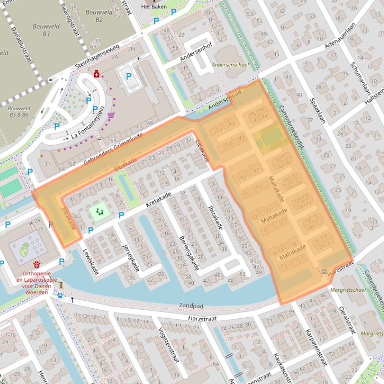 Kaart van postcodegebied 3446BC.