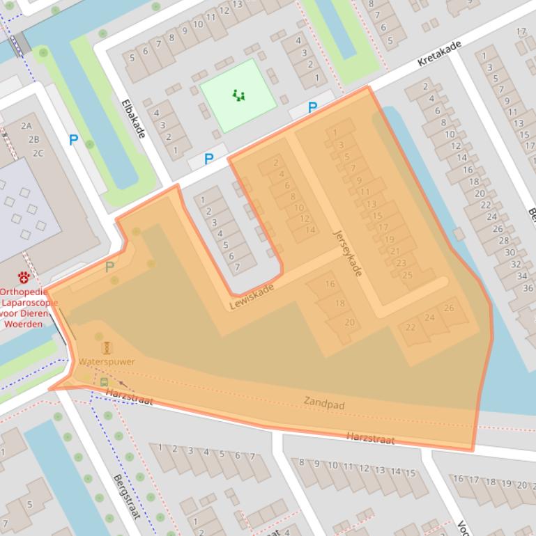 Kaart van postcodegebied 3446BE.