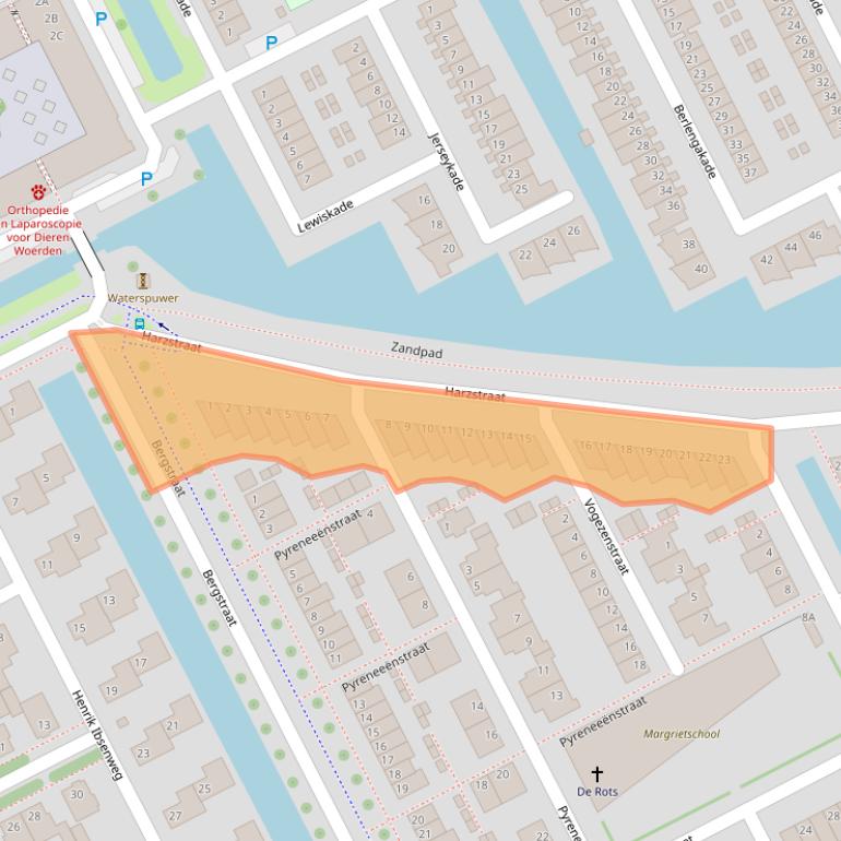 Kaart van postcodegebied 3446DL.