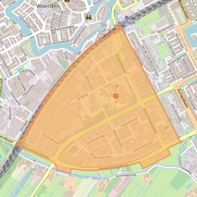Kaart van postcodegebied 3447.