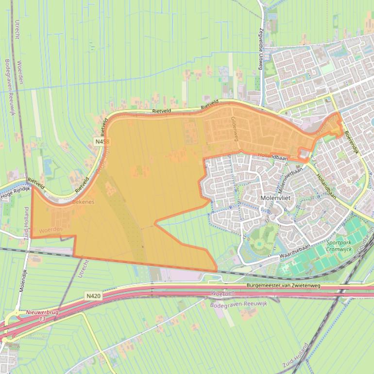 Kaart van postcodegebied 3449.