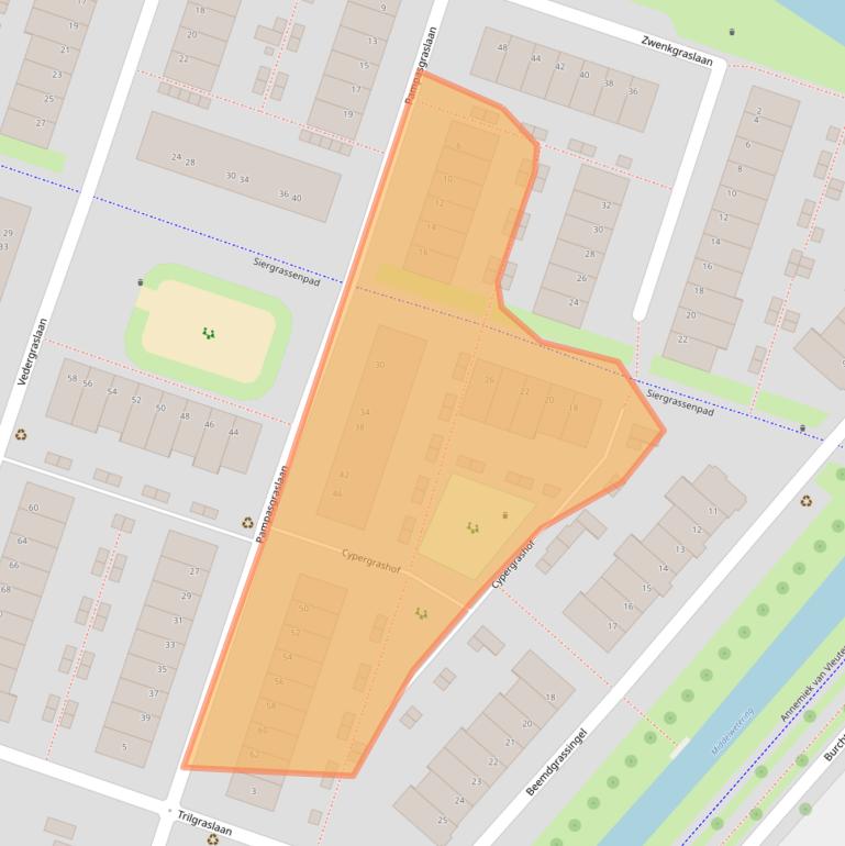 Kaart van postcodegebied 3452CT.
