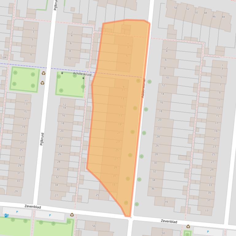 Kaart van postcodegebied 3453VE.