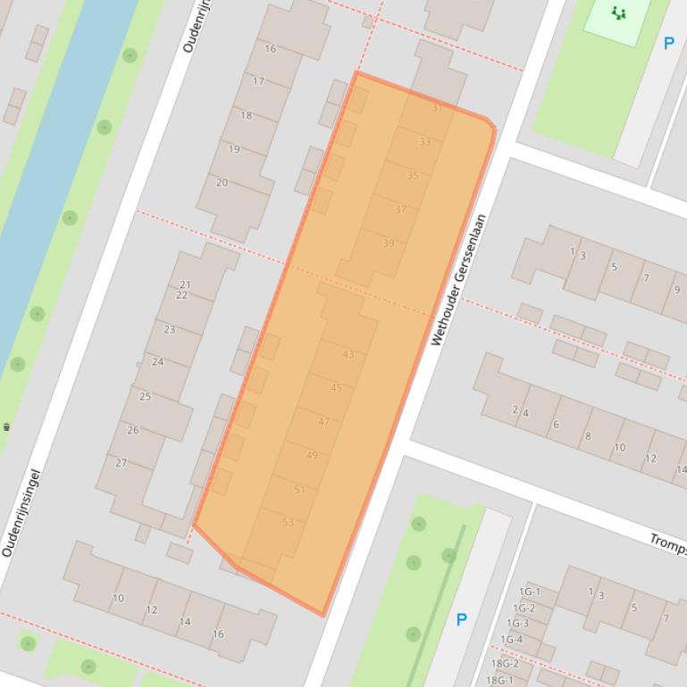 Kaart van postcodegebied 3454BB.