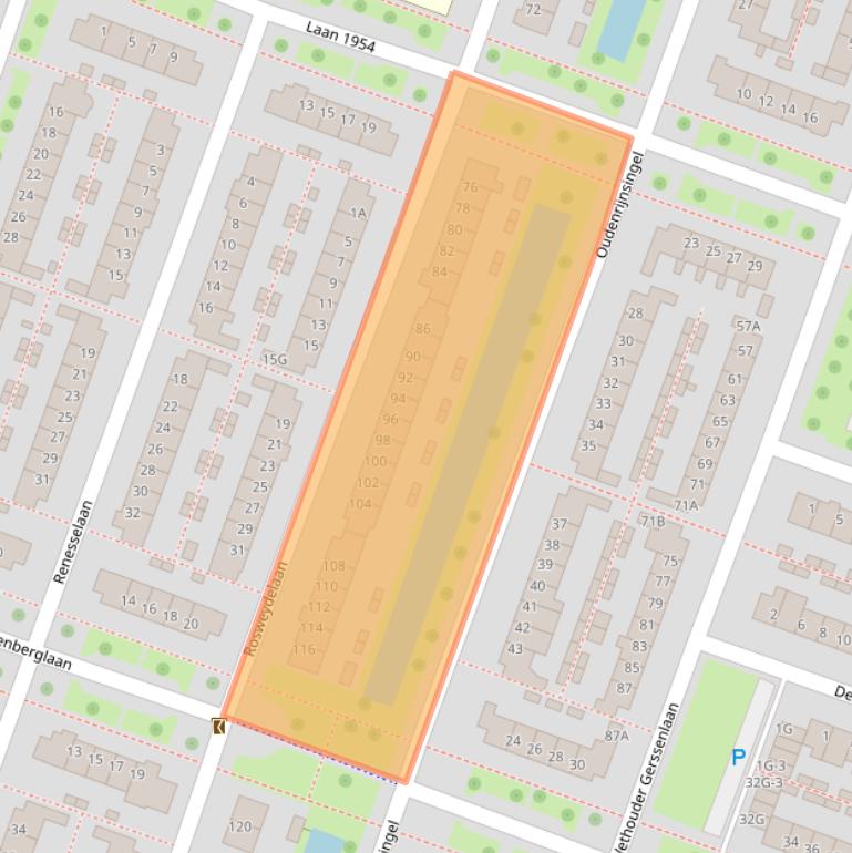 Kaart van postcodegebied 3454BR.