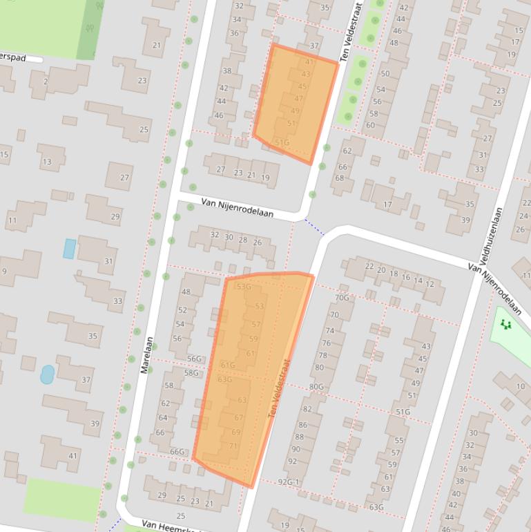 Kaart van postcodegebied 3454EJ.
