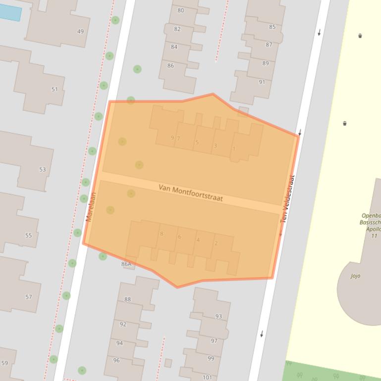 Kaart van postcodegebied 3454ER.