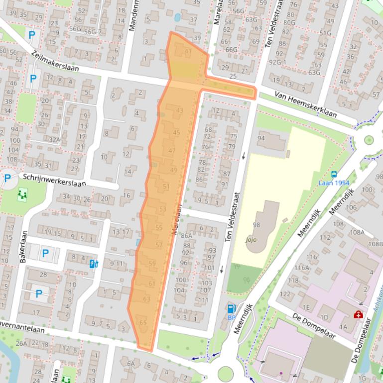 Kaart van postcodegebied 3454GB.