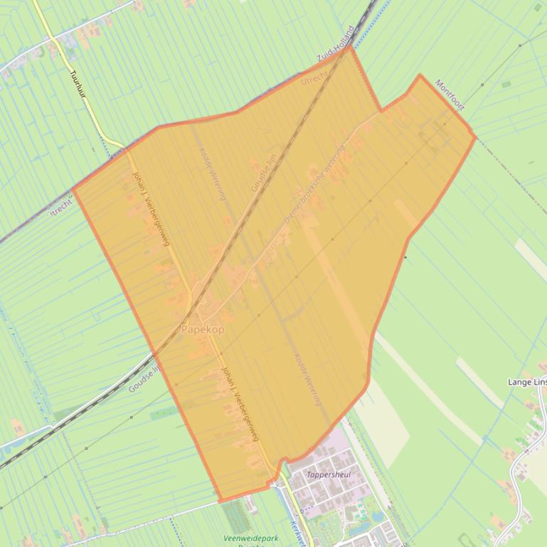 Kaart van postcodegebied 3464.