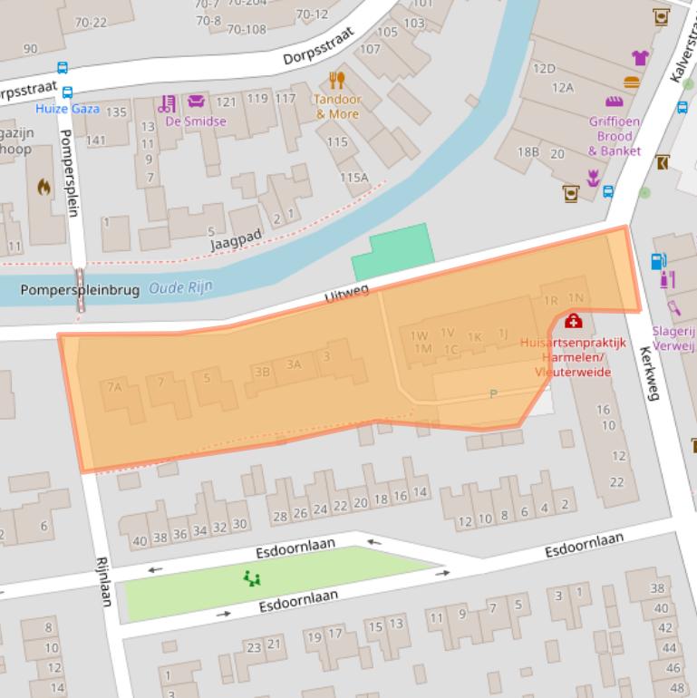 Kaart van postcodegebied 3481BA.