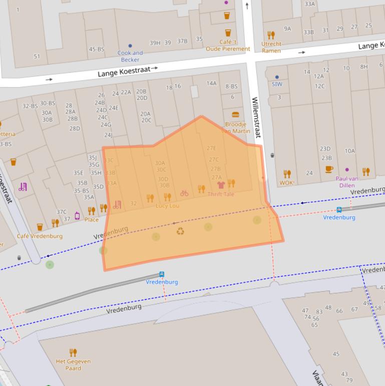 Kaart van postcodegebied 3511BC.