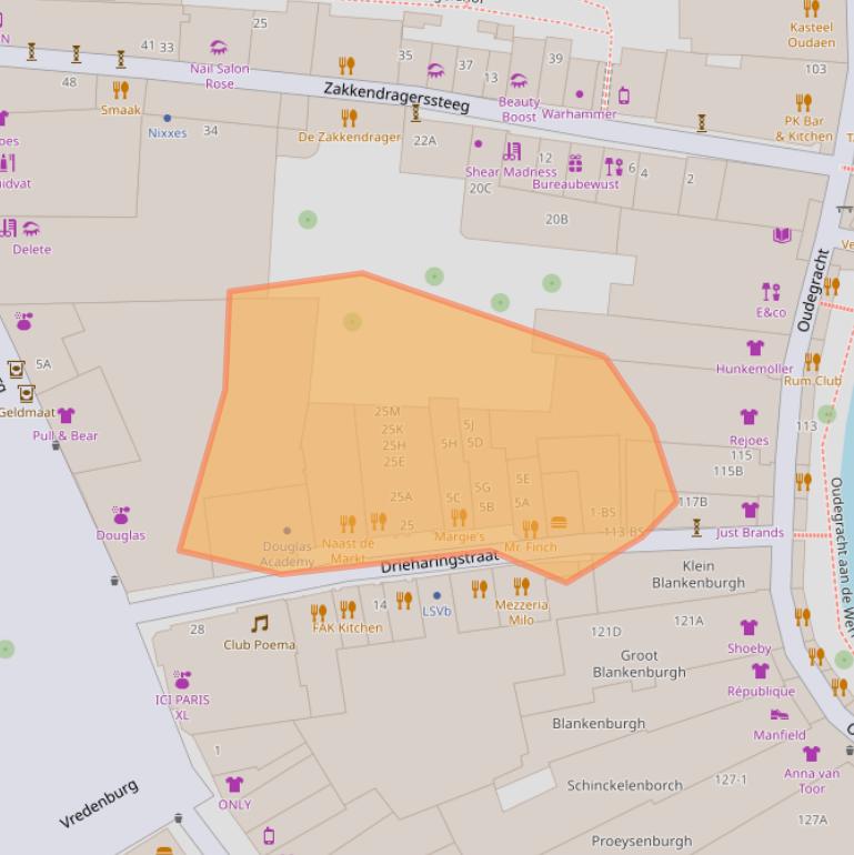 Kaart van postcodegebied 3511BH.