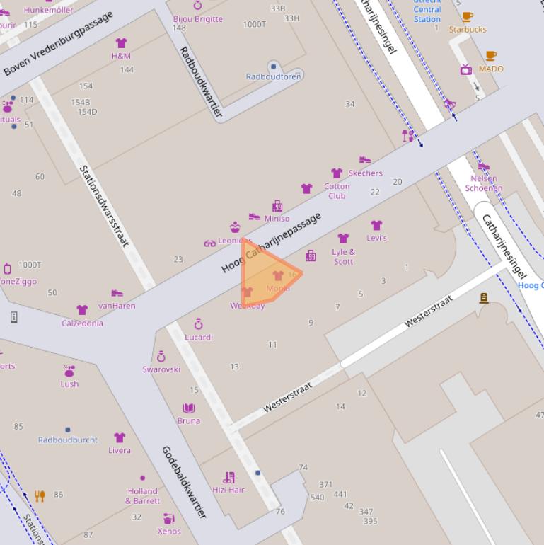 Kaart van postcodegebied 3511CM.