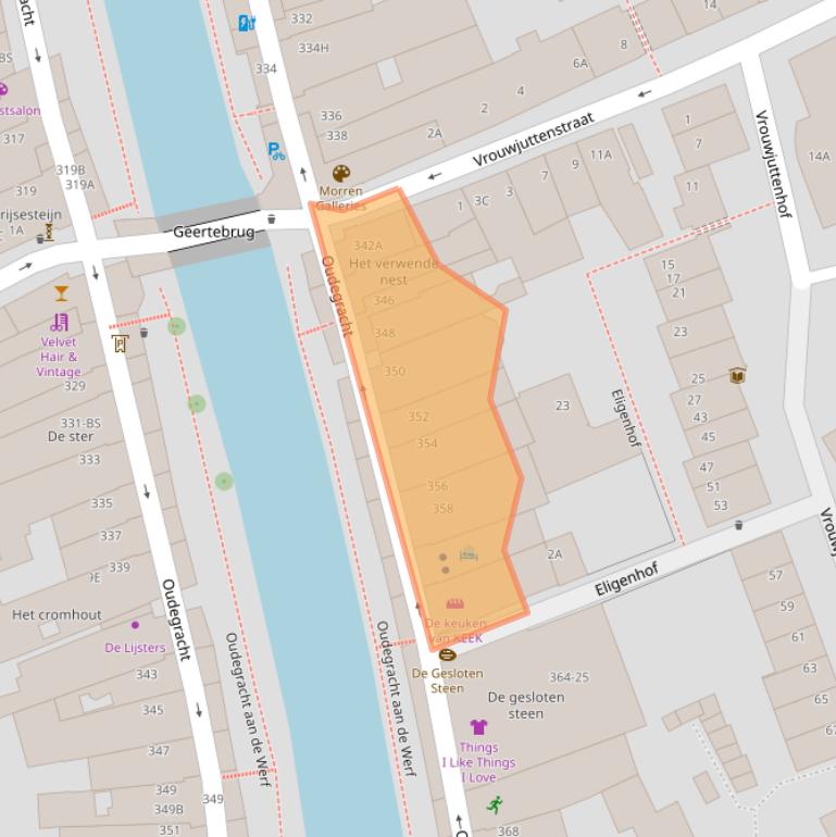 Kaart van postcodegebied 3511PN.