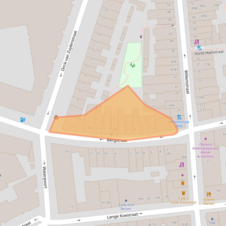 Kaart van postcodegebied 3511RR.