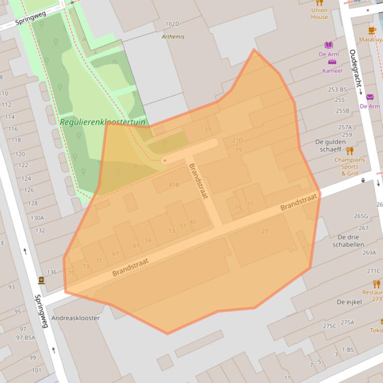 Kaart van postcodegebied 3511VE.