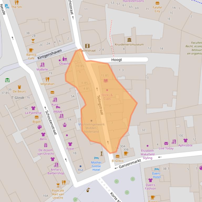 Kaart van postcodegebied 3512GV.