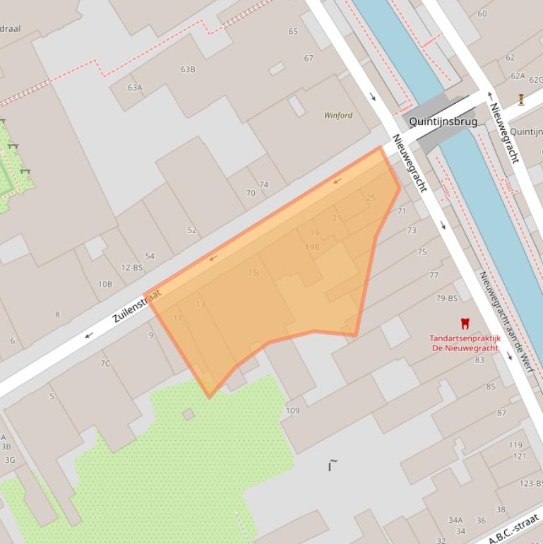 Kaart van postcodegebied 3512NB.