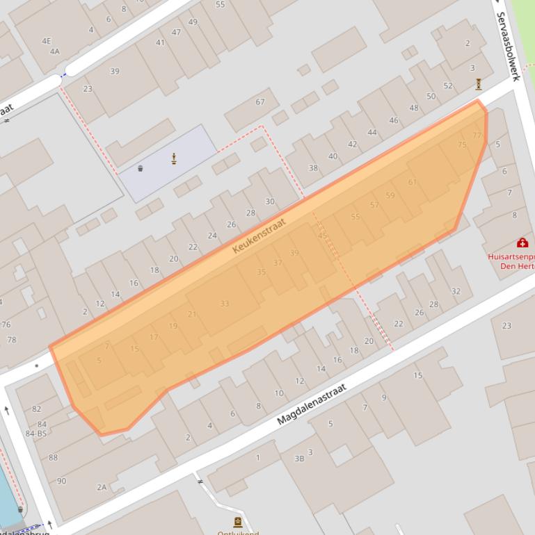 Kaart van postcodegebied 3512NE.