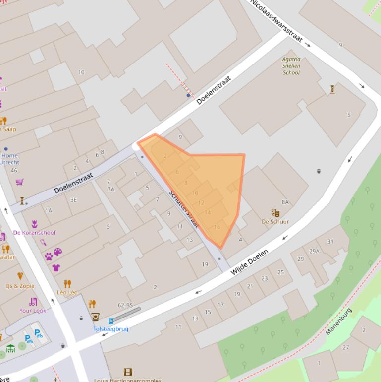 Kaart van postcodegebied 3512XL.