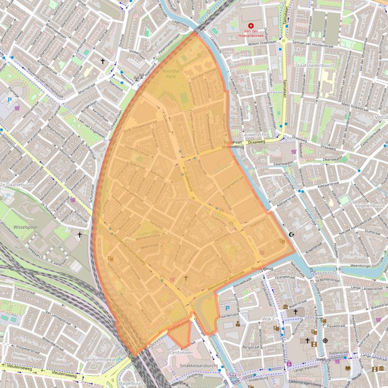 Kaartafbeelding, ingezoomd op postcodegebied 3513.
