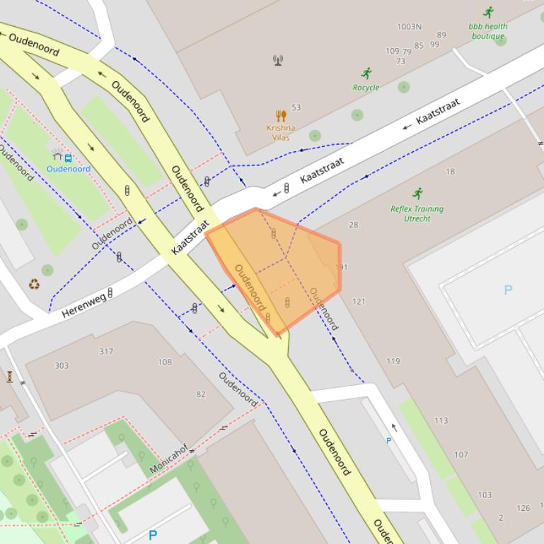 Kaart van postcodegebied 3513EN.