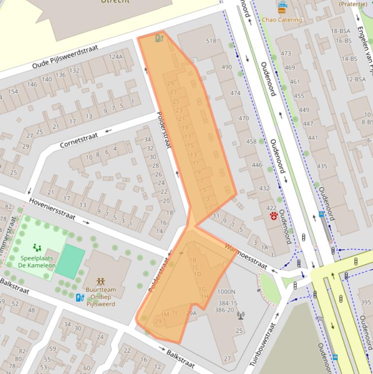 Kaart van postcodegebied 3513XN.
