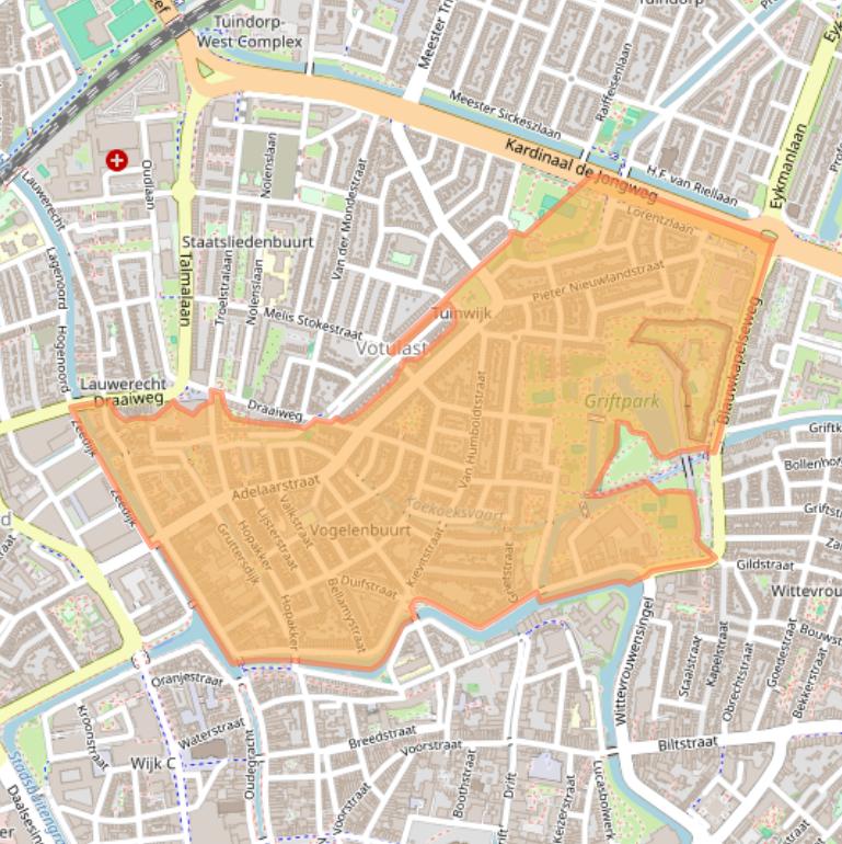 Kaart van postcodegebied 3514.