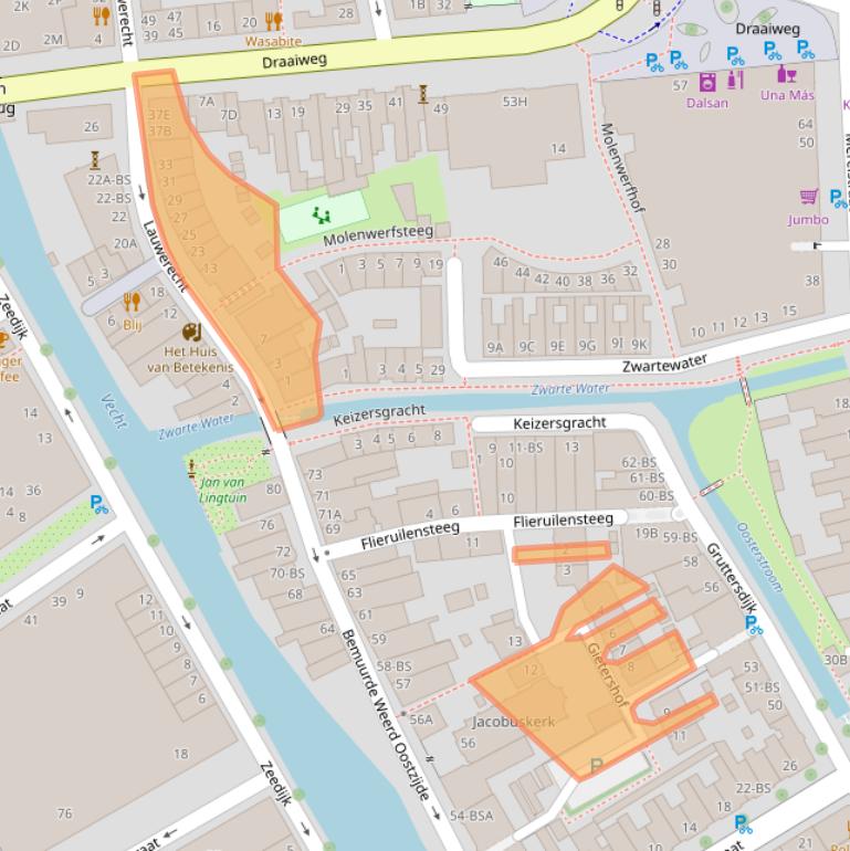 Kaart van postcodegebied 3514BA.