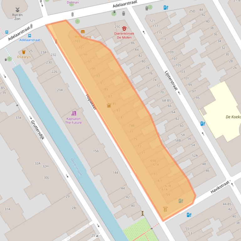 Kaart van postcodegebied 3514BV.