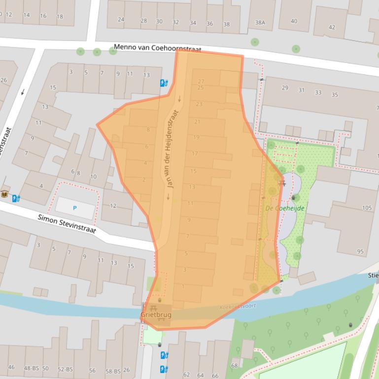 Kaart van postcodegebied 3514XD.