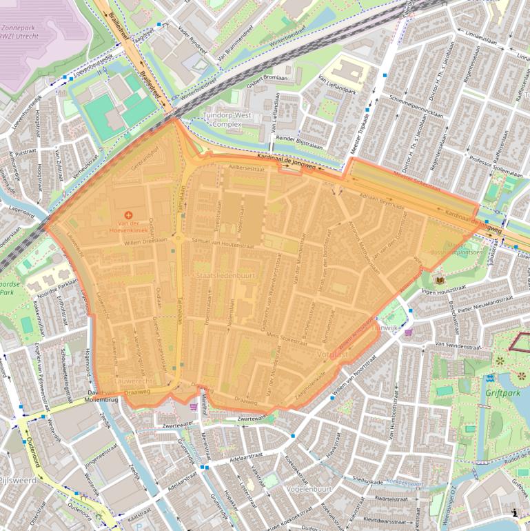 Kaart van postcodegebied 3515.
