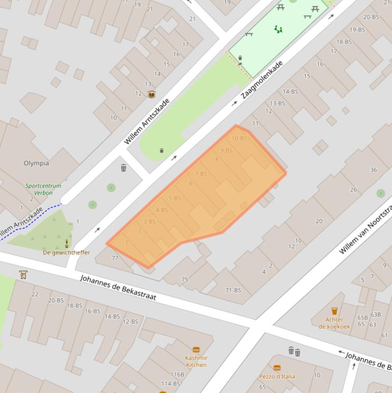 Kaart van postcodegebied 3515AA.