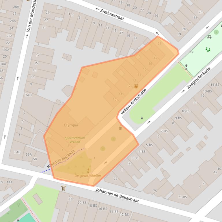 Kaart van postcodegebied 3515AG.