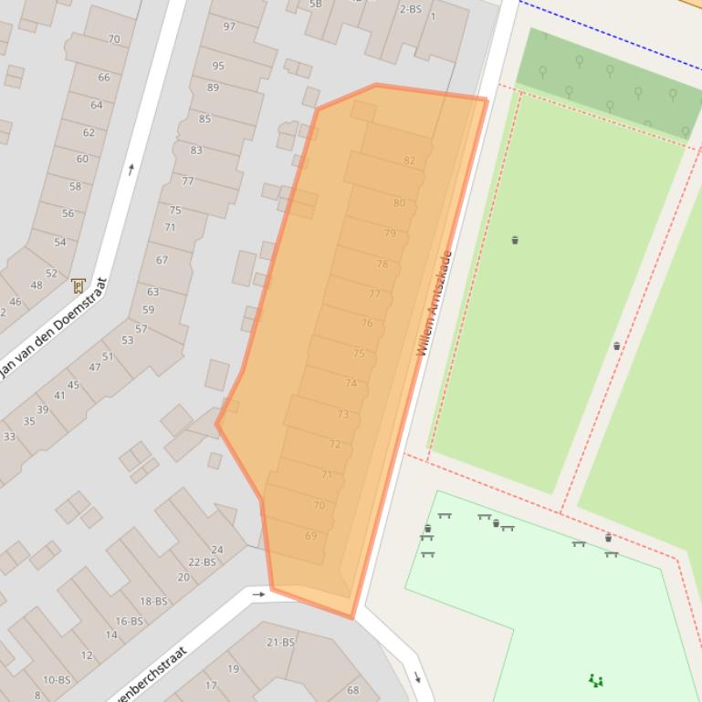 Kaart van postcodegebied 3515AM.