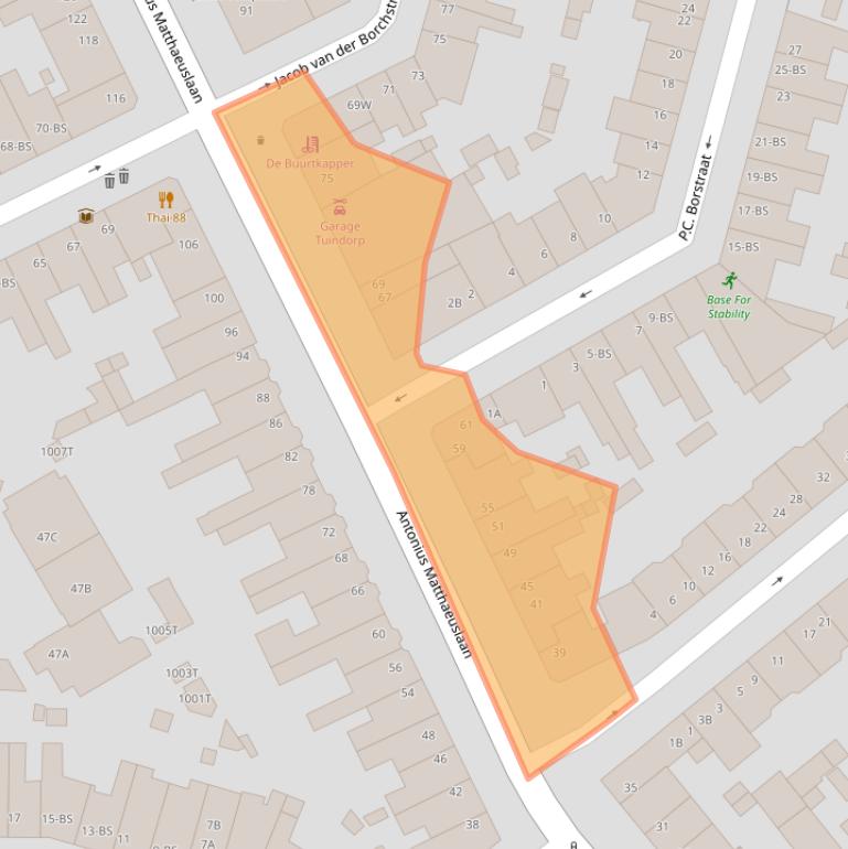 Kaart van postcodegebied 3515AP.