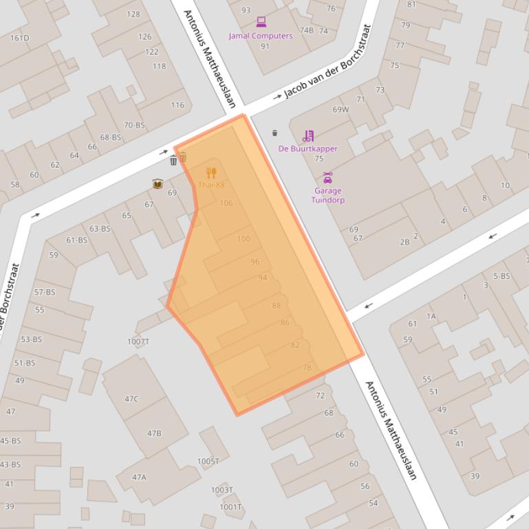 Kaart van postcodegebied 3515AV.