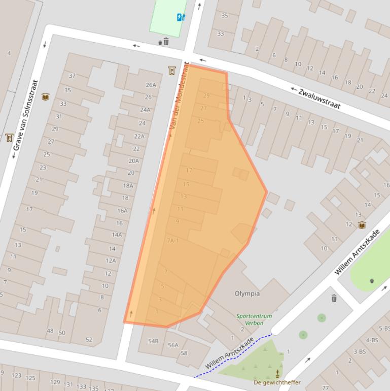 Kaart van postcodegebied 3515BA.